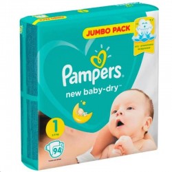 Подгузники 94 шт. Pampers Нью беби-драй ньюборн 2-5 кг
