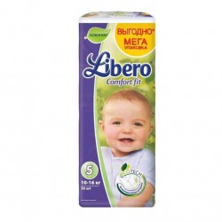 Подгузники 56 шт. Libero Комфорт фит макси плюс 10-16 кг