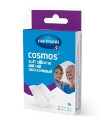 Пластырь Cosmos Софт мягкий силиконовый нестерильный (набор 2 размера - 6 шт 2.5смх7.2см + 2 шт 4смх6см) 8 шт.