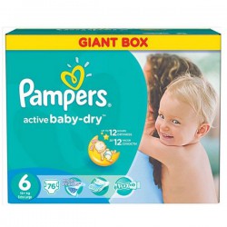 Подгузники 76 шт. Pampers актив беби экстра лардж 16+ кг р. 6