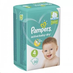 Подгузники 20 шт. Pampers Актив беби-драй макси 9-14 кг