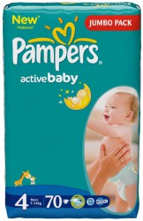Подгузники 70 шт. Pampers актив беби макси 7-14 кг р. 4