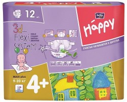 Подгузники 12 шт. Bella бэби хэппи макси плюс 9-20 кг