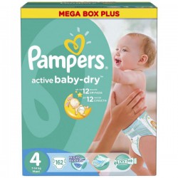 Подгузники 162 шт. Pampers актив беби макси 7-18 кг р. 4