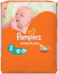 Подгузники 18 шт. Pampers слип энд плей мини 3-6 кг р. 2