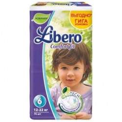 Подгузники 76 шт. Libero Комфорт фит экстра лардж 12-22 кг