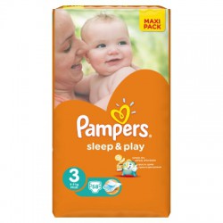 Подгузники 62 шт. Pampers слип энд плей миди 4-9 кг р. 3