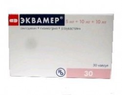 Эквамер, капсулы 5 мг+10 мг+10 мг 30 шт (амлодипин+лизиноприл+розувастатин)