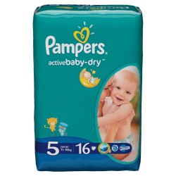 Подгузники 16 шт. Pampers актив беби драй джуниор 11-18 кг р. 5